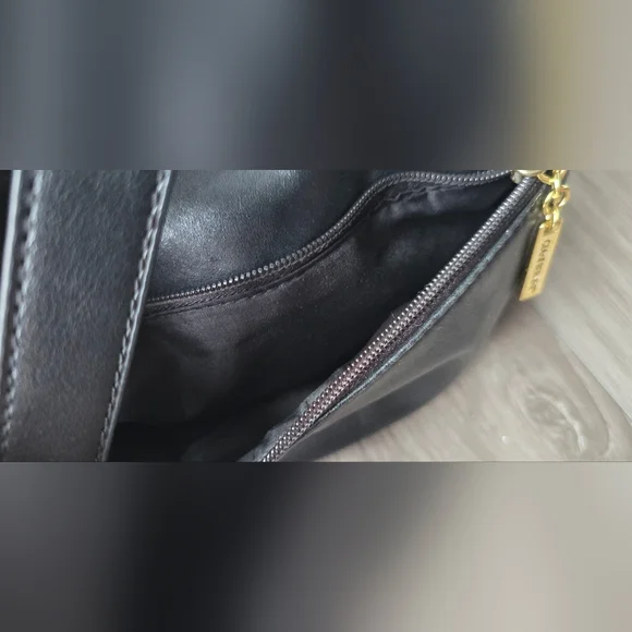 Giani Bernini Genuine Leather Black Hobo Bag | Y2K Quiet Luxury Slouchy Purse - Picture 7 of 12